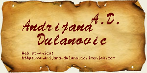 Andrijana Dulanović vizit kartica
